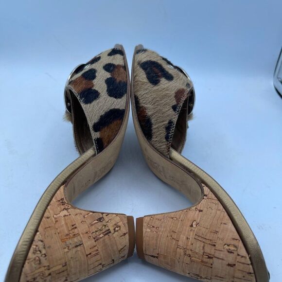 Costa Blanca Animal Print Buckle Open Toe Wooden Heel Shoe 5.5 - Picture 7 of 10